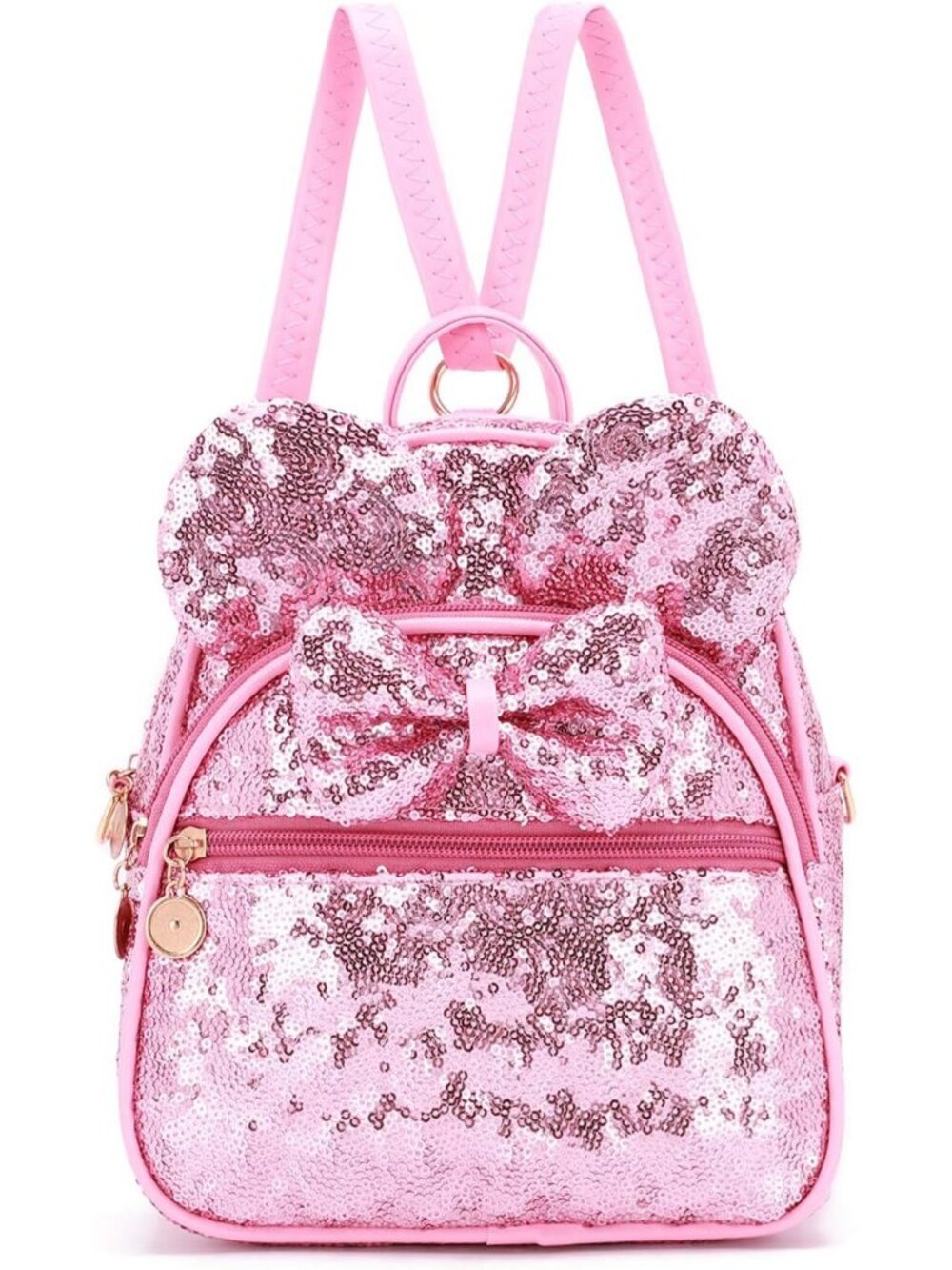 Women Girls Pink Mini Backpack Cute Bowknot Convertible Shoulder Bag